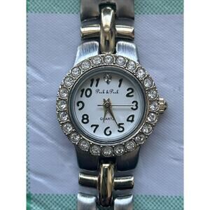 Peck & Peck Two Tone Rhinestone Bezel Women’s Quartz Watch